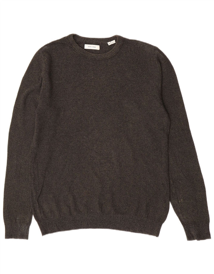Męski sweter Jack & Jones z okrągłym dekoltem, średnio zielony, bawełniany
