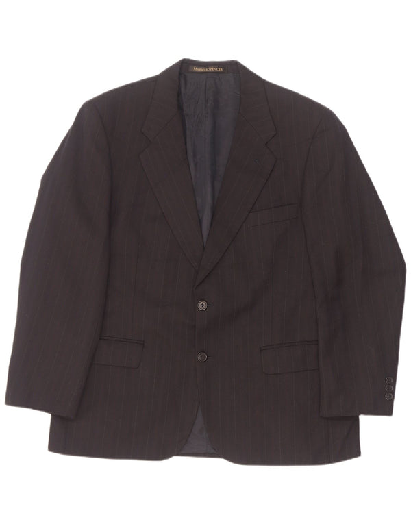 Marks & Spencer Męska marynarka zapinana na 2 guziki, EU 52/54 4XL, czarna w prążki