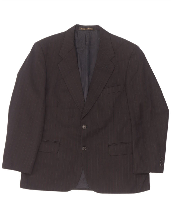 Marks & Spencer Męska marynarka zapinana na 2 guziki, EU 52/54 4XL, czarna w prążki