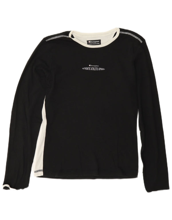 Damski top graficzny Champion z długim rękawem UK 18 XL, czarny, bawełniany, sportowy