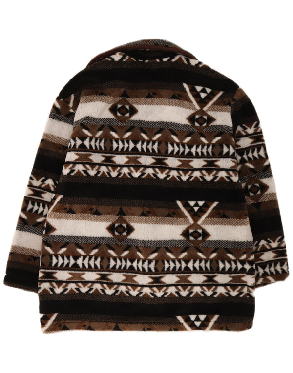 Vintage damski oversize'owy płaszcz z dzianiny UK 10/12 Small Brown Fair Isle
