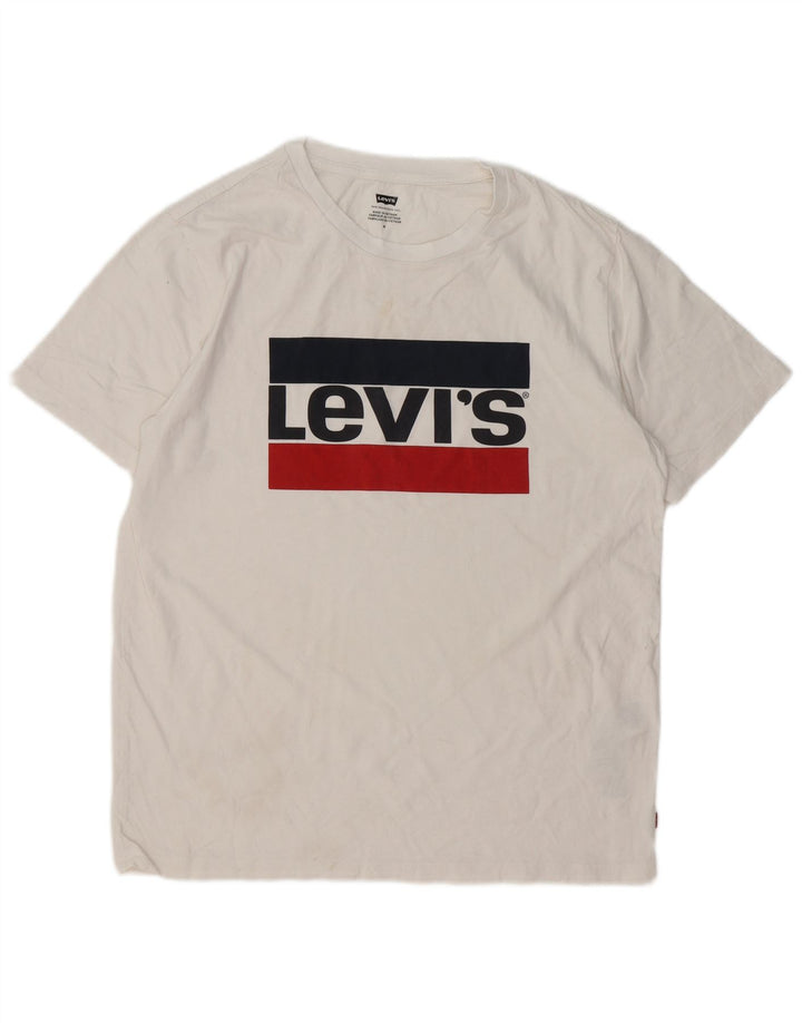 Męska koszulka z grafiką Levi's, średnia, biała bawełna