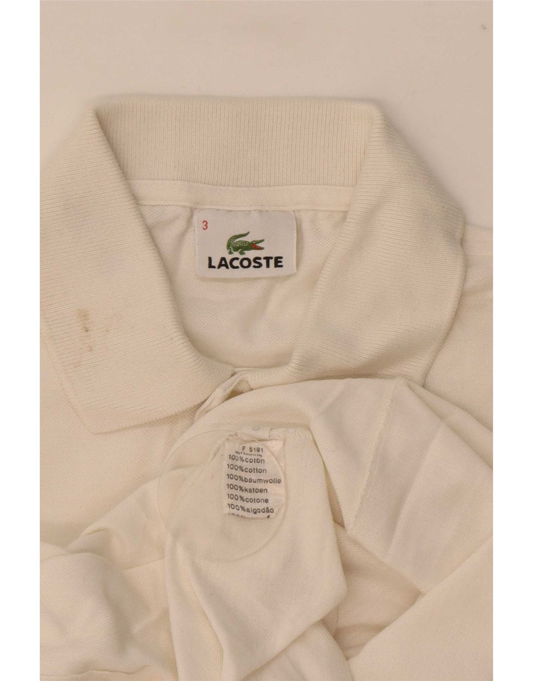 Męska koszulka polo Lacoste, rozmiar 3, mała, biała, bawełniana