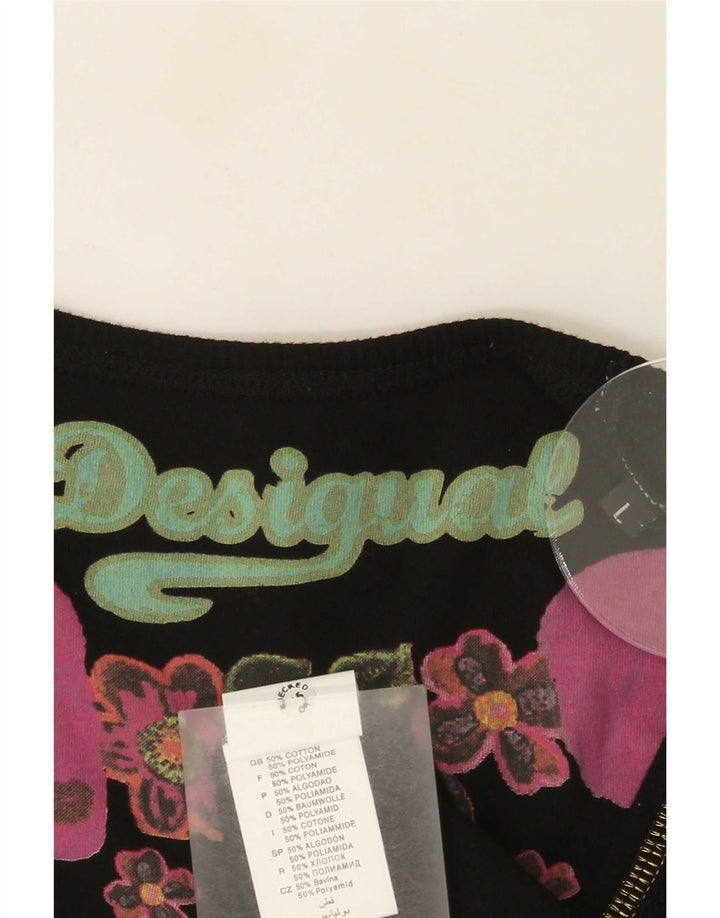Desigual damski top z kamizelką UK 14, duży, czarny, bawełniany