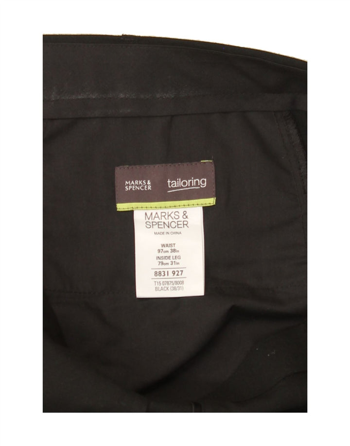 MARKS & SPENCER Mens Straight Chino Trousers W38 L31 Black Polyester Vintage Marks & Spencer and Second-Hand Marks & Spencer from Messina Hembry 