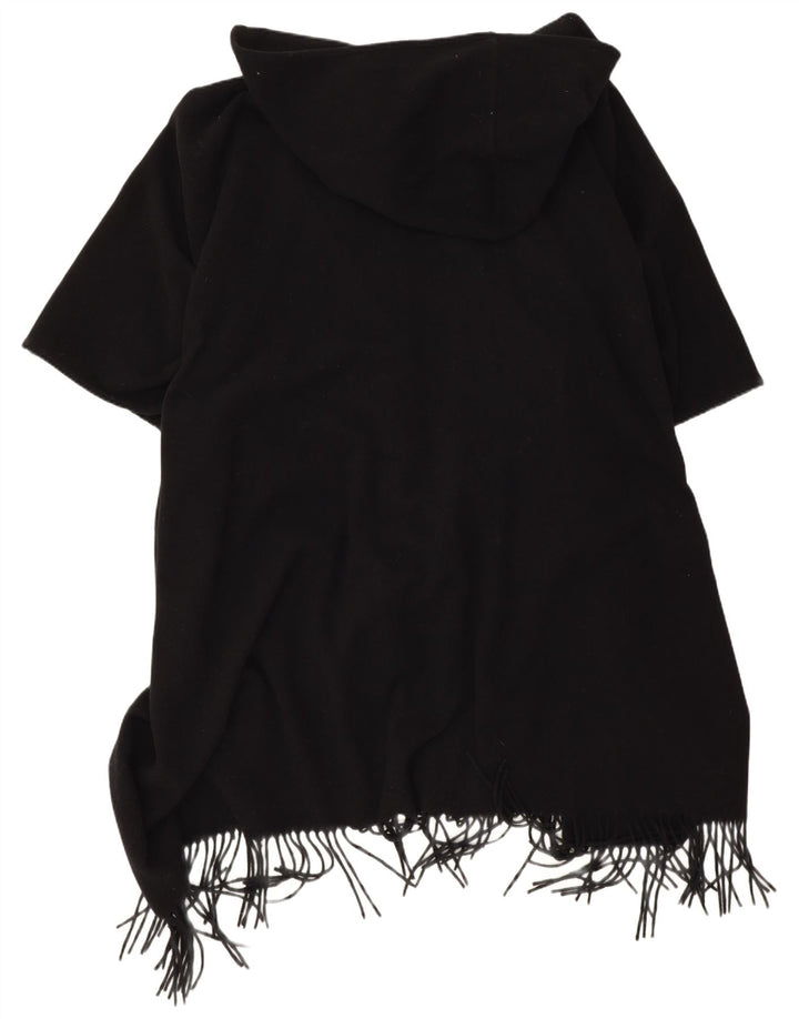 Damski płaszcz poncho z kapturem Easy Comfort w jednym rozmiarze, czarna wełna