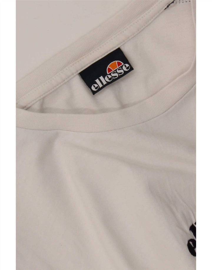 Męski T-shirt Ellesse z grafiką, mały, biały, z blokami kolorów