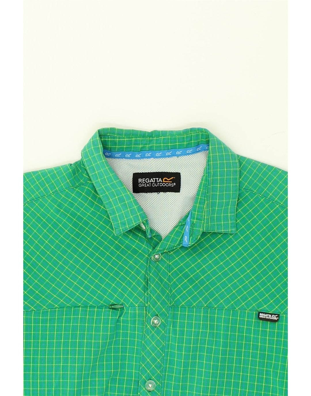 REGATTA Mens Short Sleeve Shirt Medium Green Check Cotton Vintage Regatta and Second-Hand Regatta from Messina Hembry 