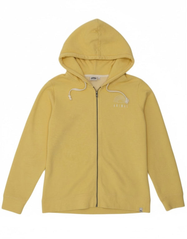 Damski sweter z kapturem i zamkiem błyskawicznym w kolorze zwierzęcym UK 12 Średni żółty bawełniany