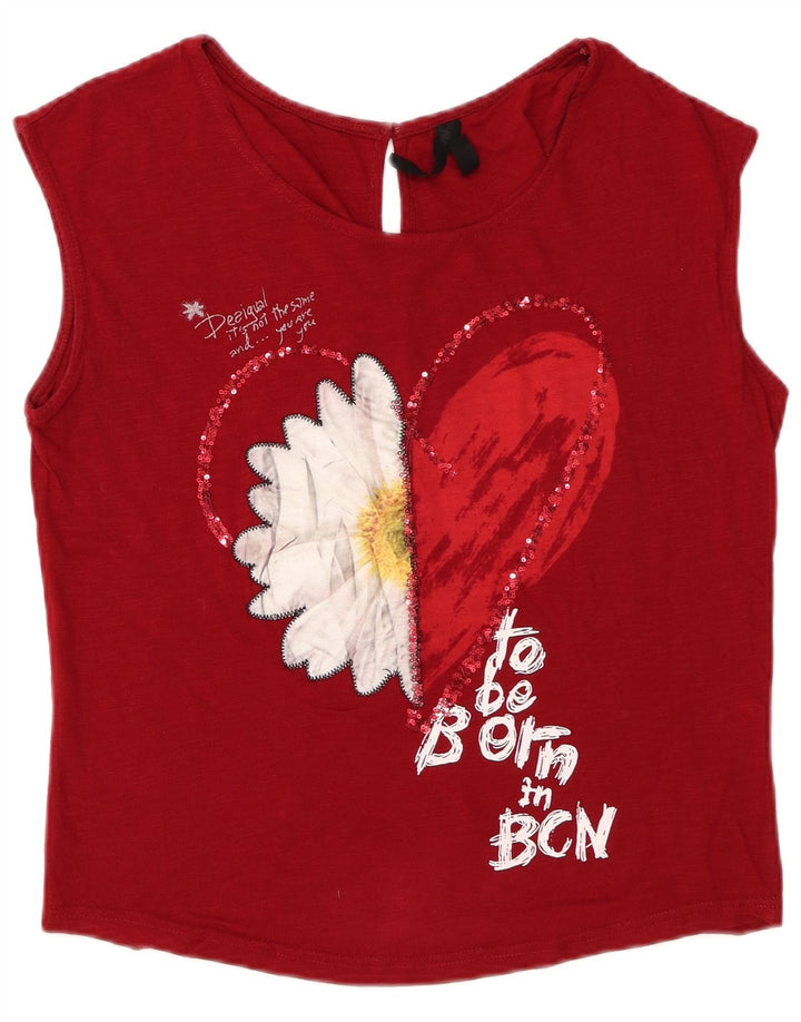 Damska koszulka oversize z grafiką Desigual UK 10 Small Red