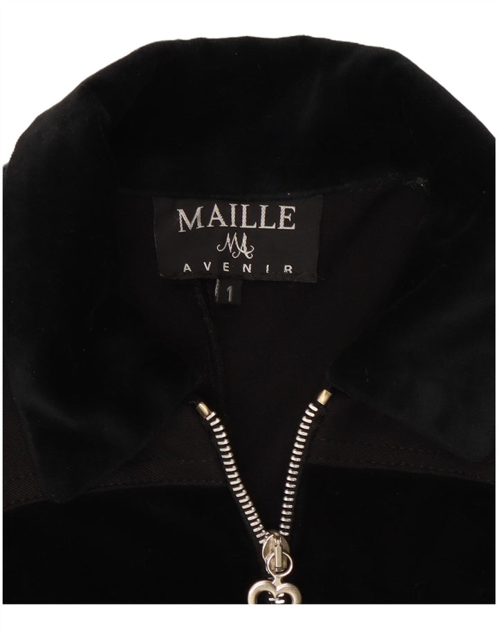 Damska bluza Maille UK 8, mała czarna, nylonowa w blokach kolorów