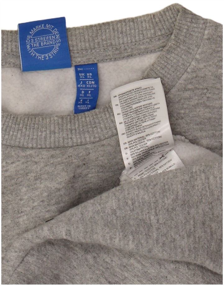 Męska bluza Adidas z grafiką, XL, szara, z blokami kolorów, bawełniana