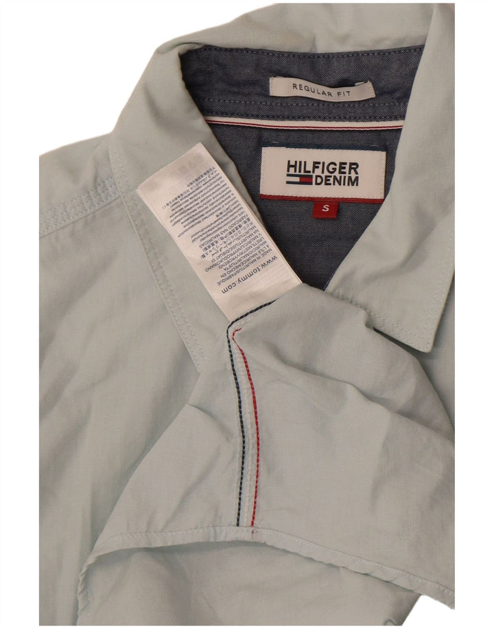 Męska koszula z krótkim rękawem Tommy Hilfiger, mała, niebieska, bawełniana