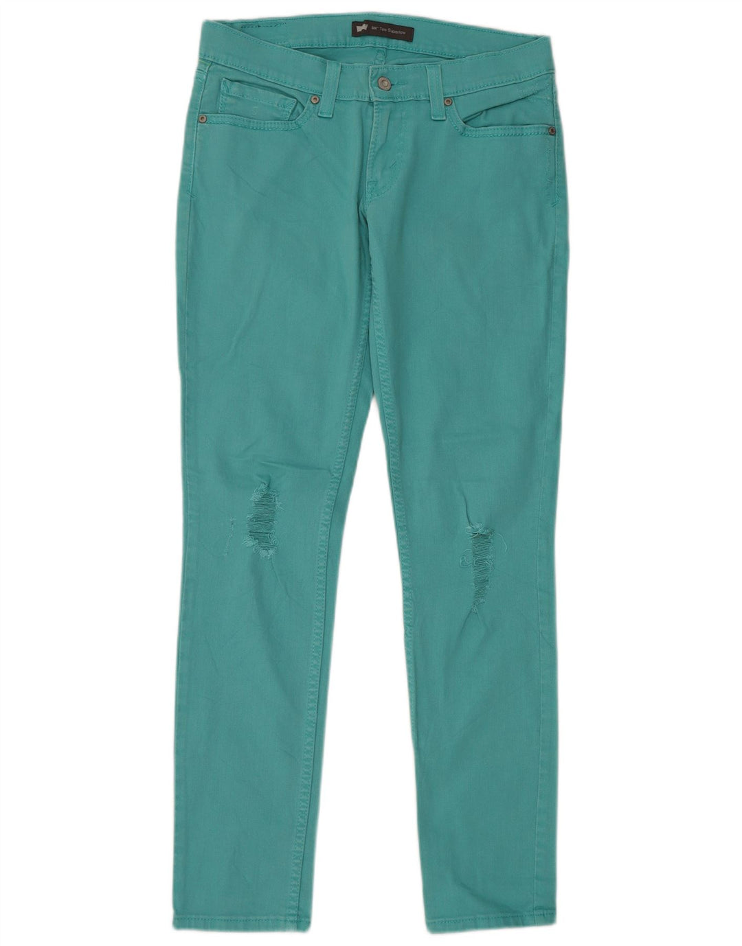 Damskie jeansy LEVI'S 524 w trudnej sytuacji, bardzo niskie, obcisłe W28 L32, zielone bawełniane