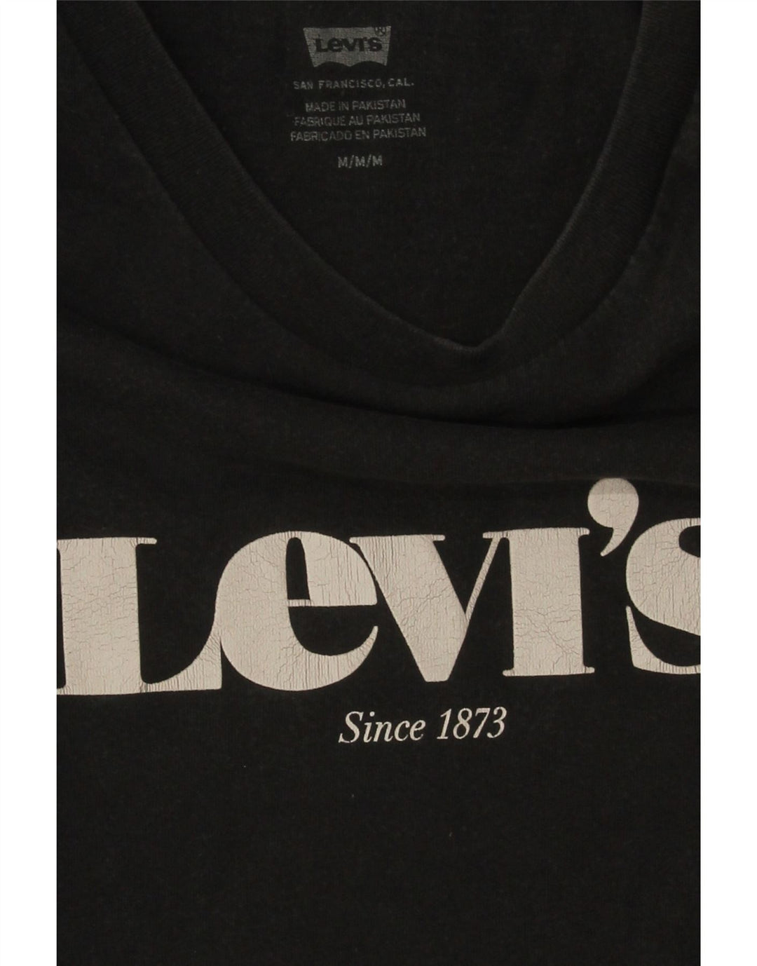 LEVI'S Womens Graphic T-Shirt Top UK 14 Medium Black Cotton Vintage Levi's and Second-Hand Levi's from Messina Hembry 