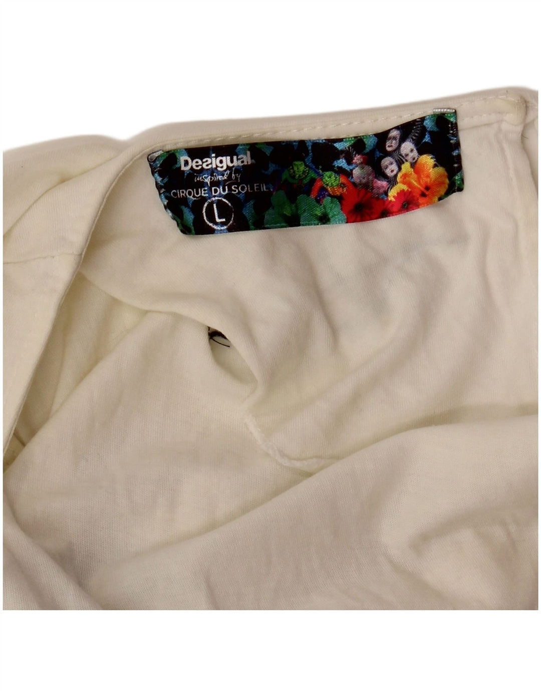 Damska kamizelka z grafiką DESIGUAL Cirque Du Soleil UK 14, duża, biała