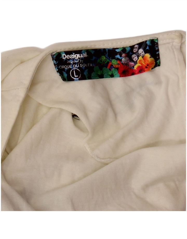 Damska kamizelka z grafiką DESIGUAL Cirque Du Soleil UK 14, duża, biała
