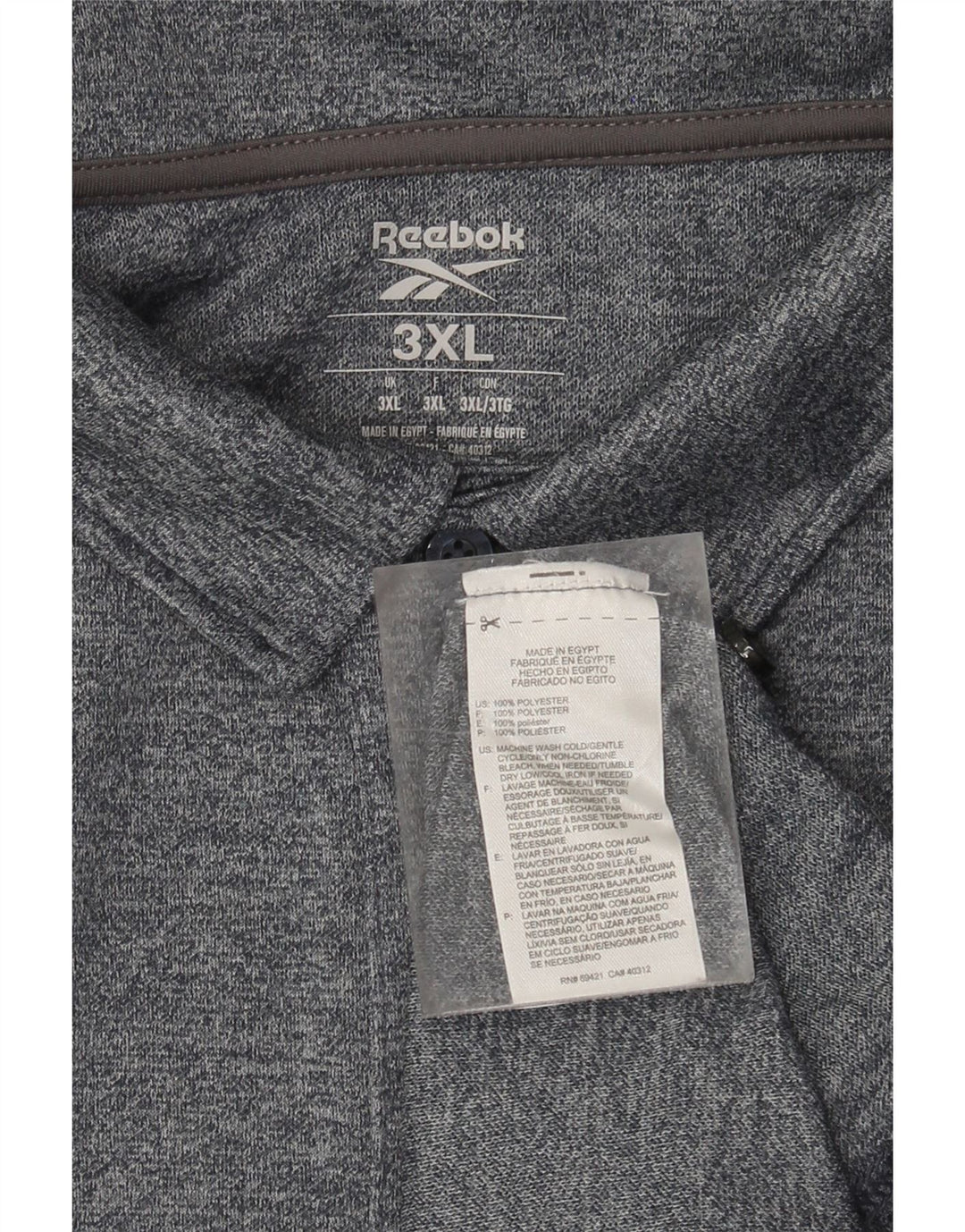 Męska koszulka polo Reebok 3XL, szary, nakrapiany poliester