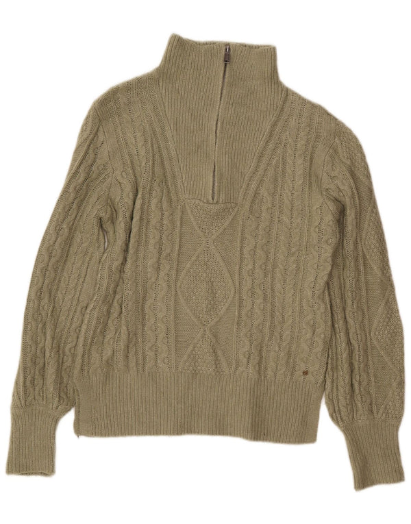 Damski sweter z zamkiem FAT FACE UK 8 Small Khaki Argyle/Diament