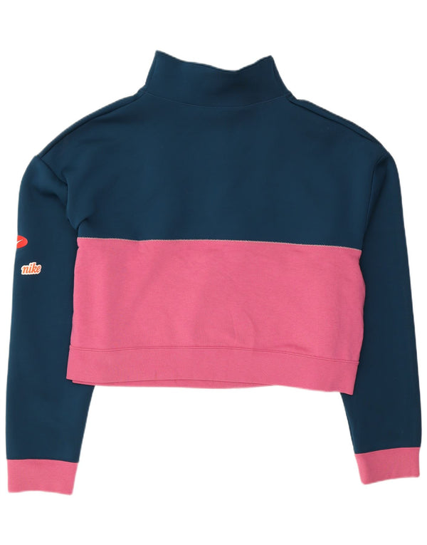 Damska bluza dresowa Nike Graphic UK 16, duża, granatowa, z blokami kolorów
