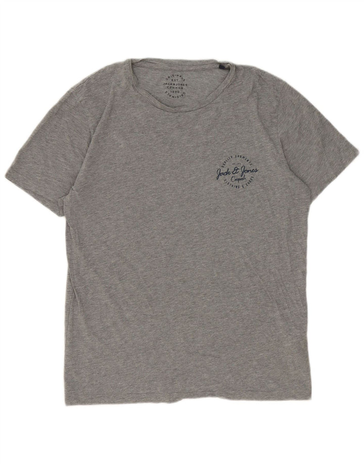 T-shirt męski Jack & Jones, duży, szary, bawełniany w plamki