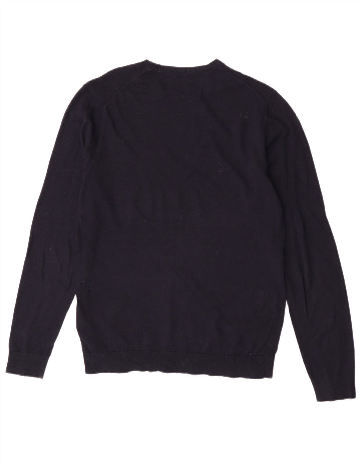 Męski sweter z okrągłym dekoltem Massimo Dutti, średni granatowy, bawełniany