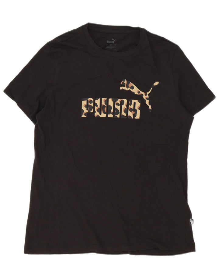 Męski T-shirt z grafiką Puma, duży, czarny, bawełniany