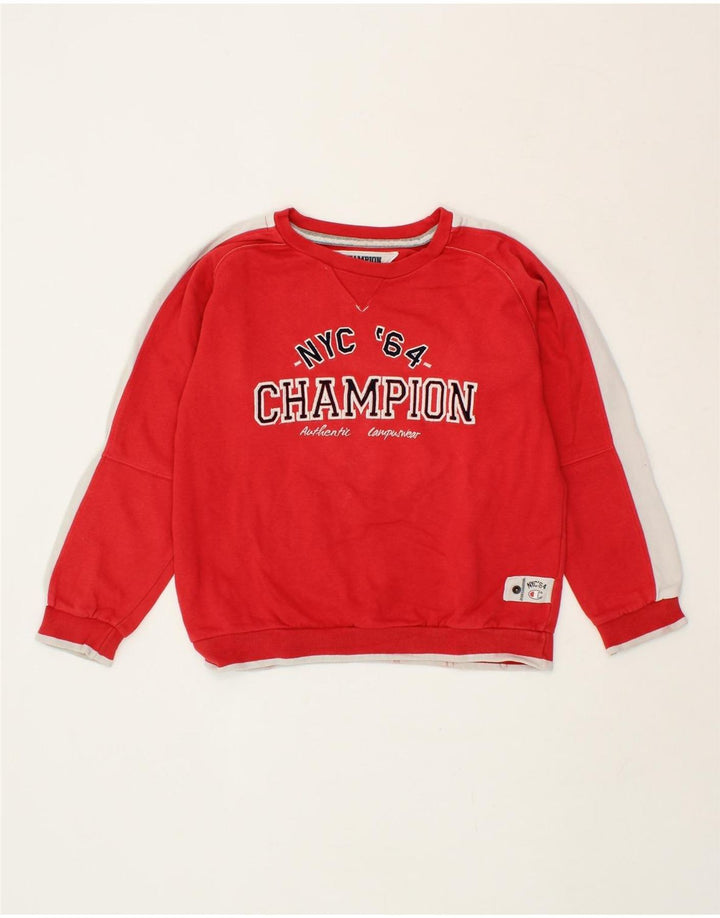 CHAMPION Boys Graphic Sweatshirt Jumper 9-10 Years Medium  Red Cotton Vintage Champion and Second-Hand Champion from Messina Hembry 