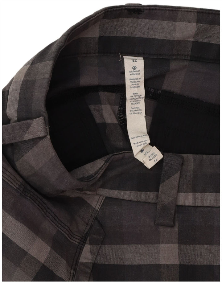 Męskie spodenki Chino Lululemon W32, duże, szare, bawełniane w kratkę