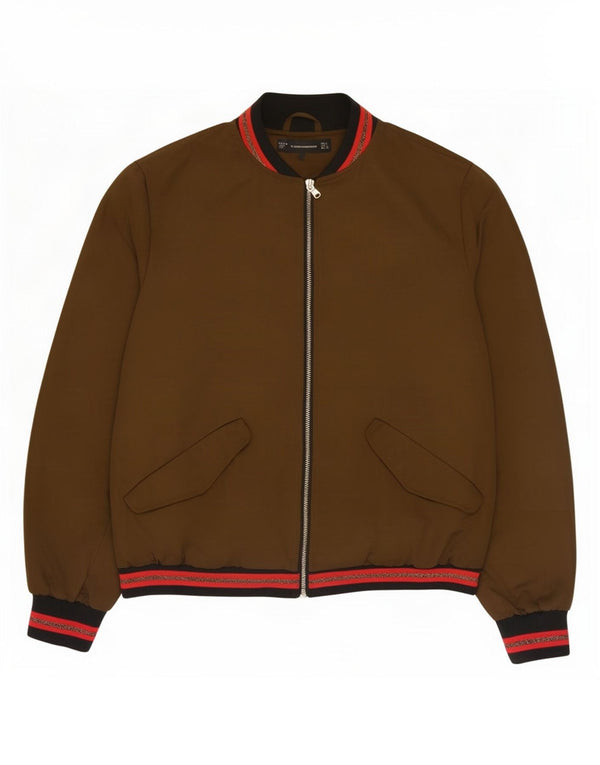 Zara Womens Bomber Jacket UK 16 Large Khaki Polyester