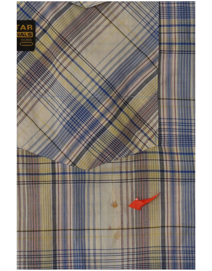 Męska koszulka z krótkim rękawem G-Star z grafiką XL, wielobarwna, bawełniana w kratę