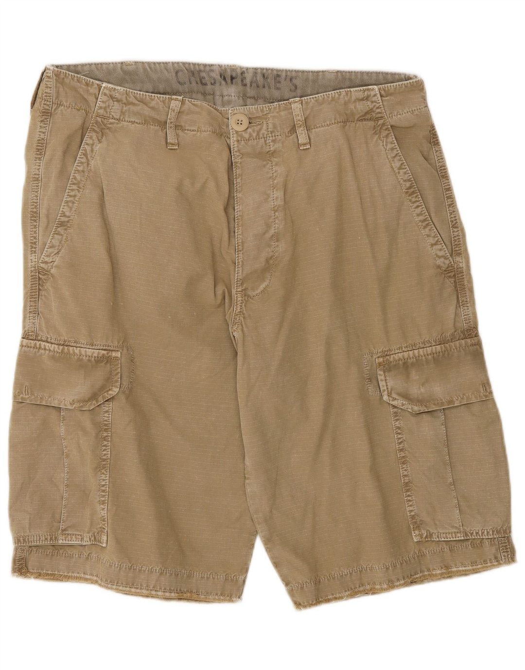 Męskie spodenki cargo w stylu vintage W33 Średni khaki, bawełna w prążki