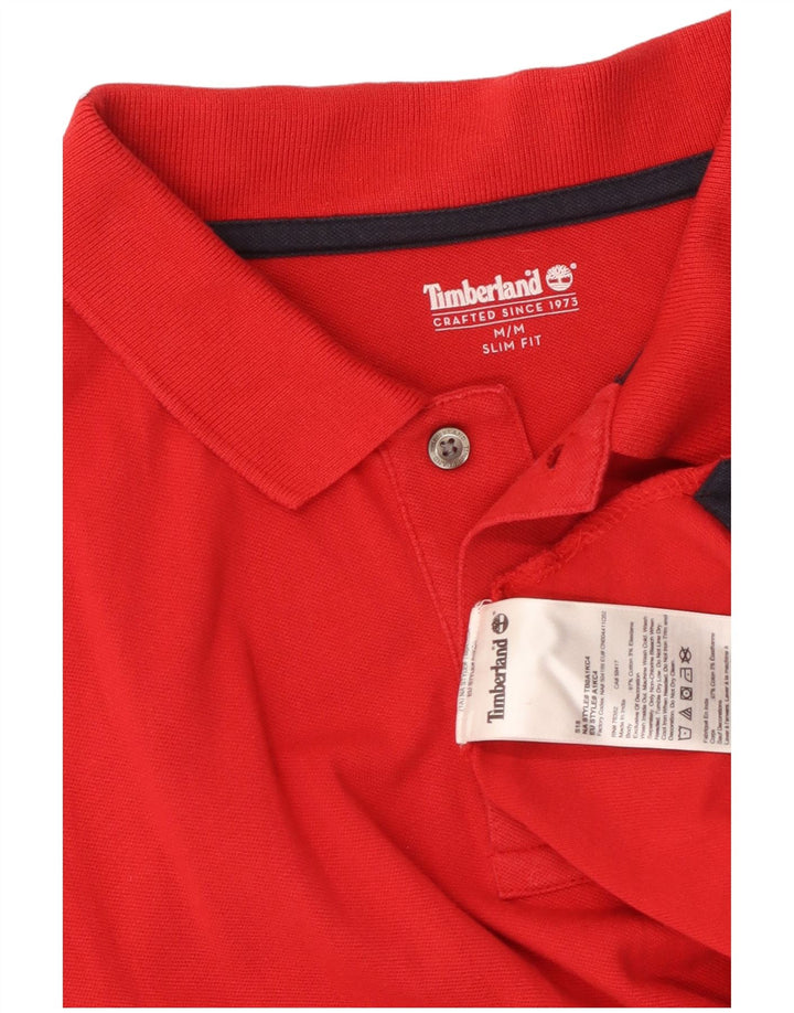 Męska koszulka polo TIMBERLAND o dopasowanym kroju, średnia czerwona, bawełniana