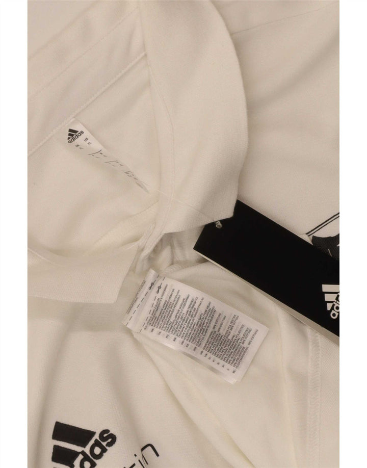 Męska koszulka polo Adidas z grafiką XL, biała, bawełniana