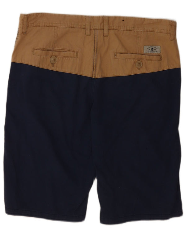 Męskie spodenki Chino Pierre Cardin Small W29 Granatowa bawełna z blokami kolorów