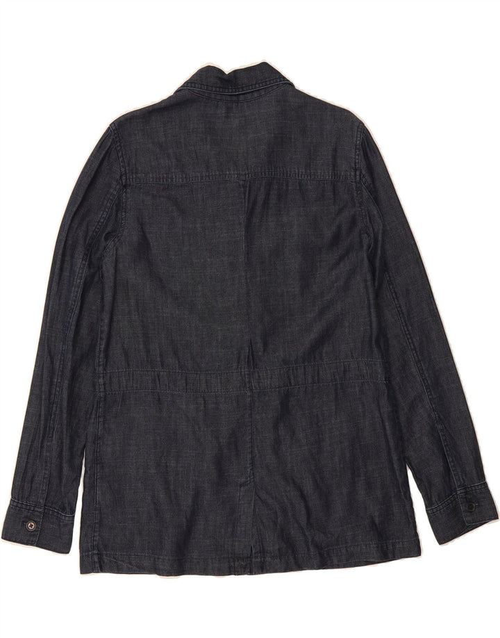 LANDS END Womens Oversized Utility Jacket UK 10 Small Navy Blue Cotton Vintage Lands End and Second-Hand Lands End from Messina Hembry 