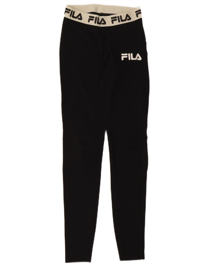 Damskie legginsy Fila Graphic UK 4 XS Czarny poliester z blokami kolorów
