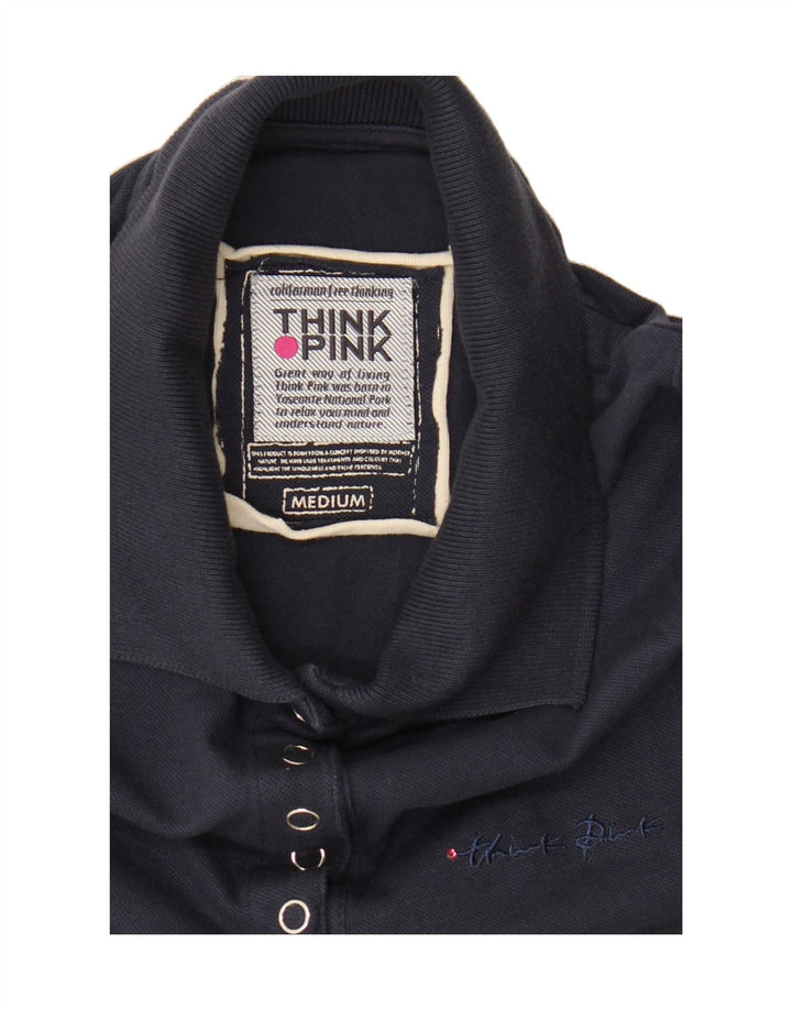 THINK PINK Womens Sleeveless Polo Shirt UK 12 Medium Navy Blue Vintage Think Pink and Second-Hand Think Pink from Messina Hembry 