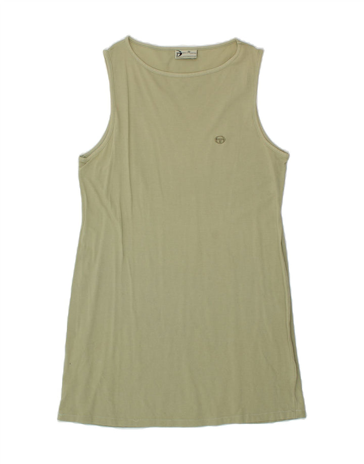 SERGIO TACCHINI Womens Sleeveless Basic Dress UK 14 Large Khaki Vintage Sergio Tacchini and Second-Hand Sergio Tacchini from Messina Hembry 