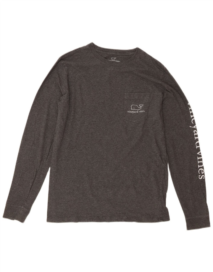 VINEYARD VINES Mens Graphic Top Long Sleeve Small Grey