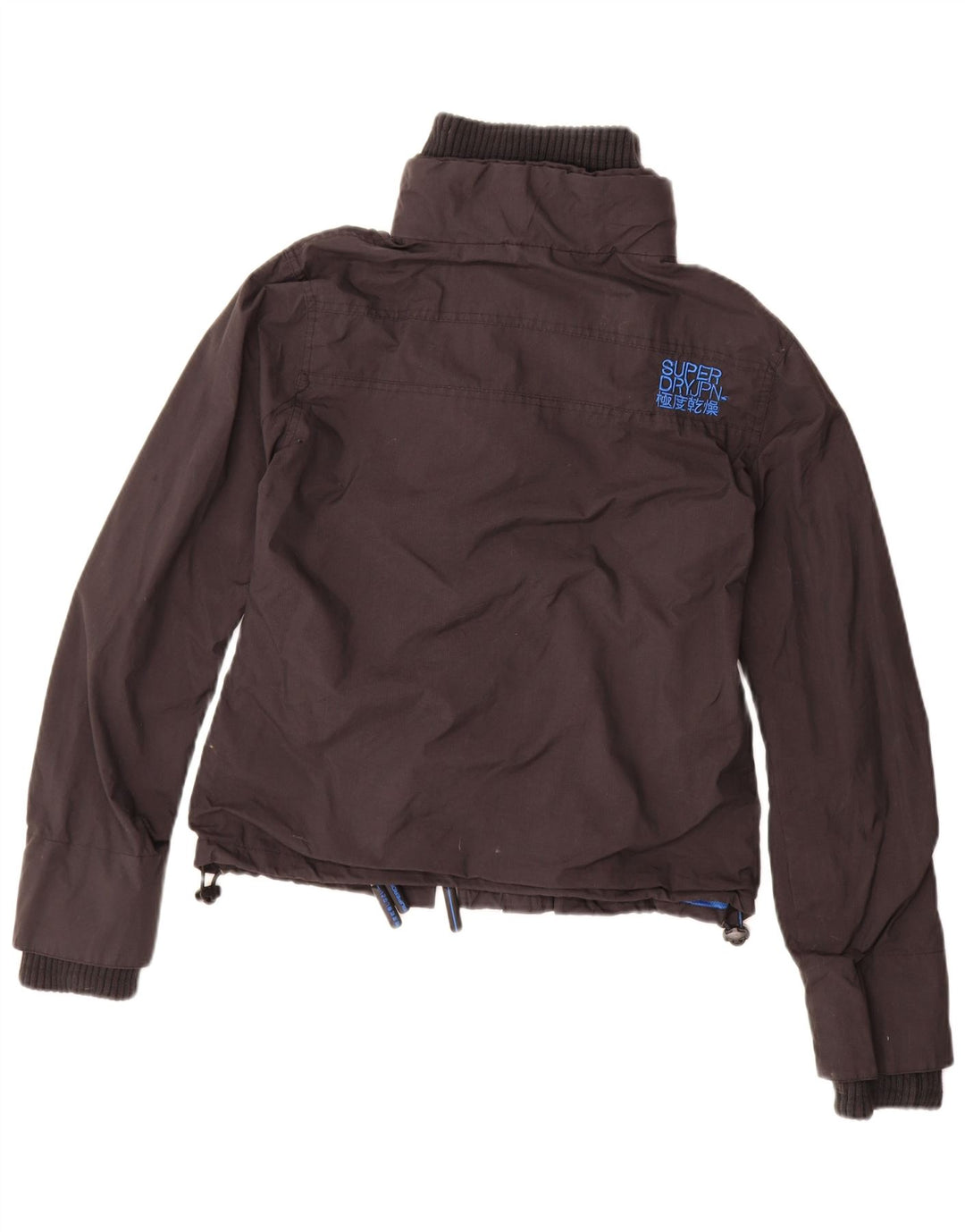 SUPERDRY Damska kurtka przeciwdeszczowa z grafiką UK 16, duża, czarna nylonowa