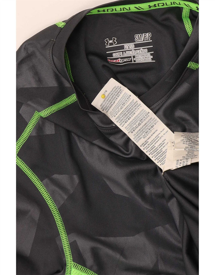 Męski top Under Armour Heat Gear z długim rękawem, mały, szary, geometryczny poliester