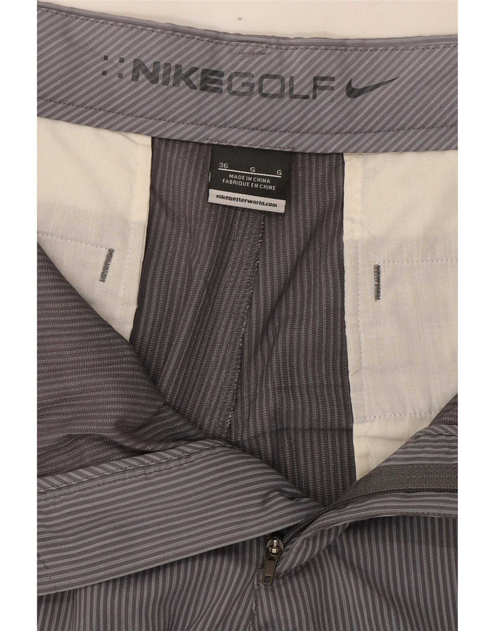 Męskie spodenki golfowe Nike W36, duże, szare, poliestrowe w prążki