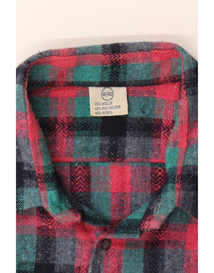Męska koszula flanelowa w stylu vintage, rozmiar 41/42, duży poliester w turkusową kratę