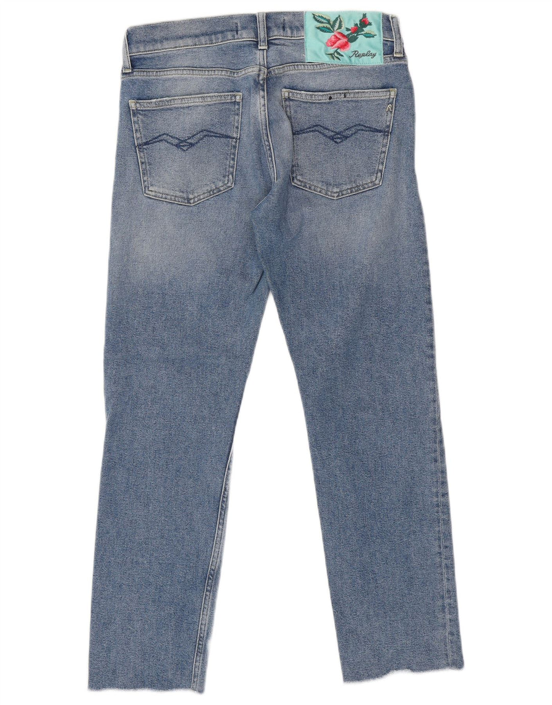 REPLAY Womens Straight Jeans W29 L28 Blue Cotton