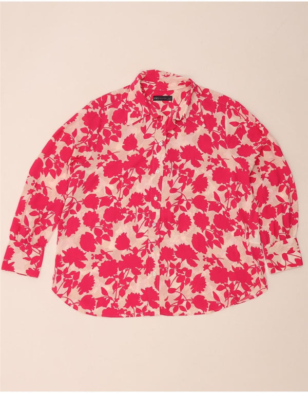 Damska bluzka koszulowa oversize Marks & Spencer UK 18 XL w różowe kwiaty