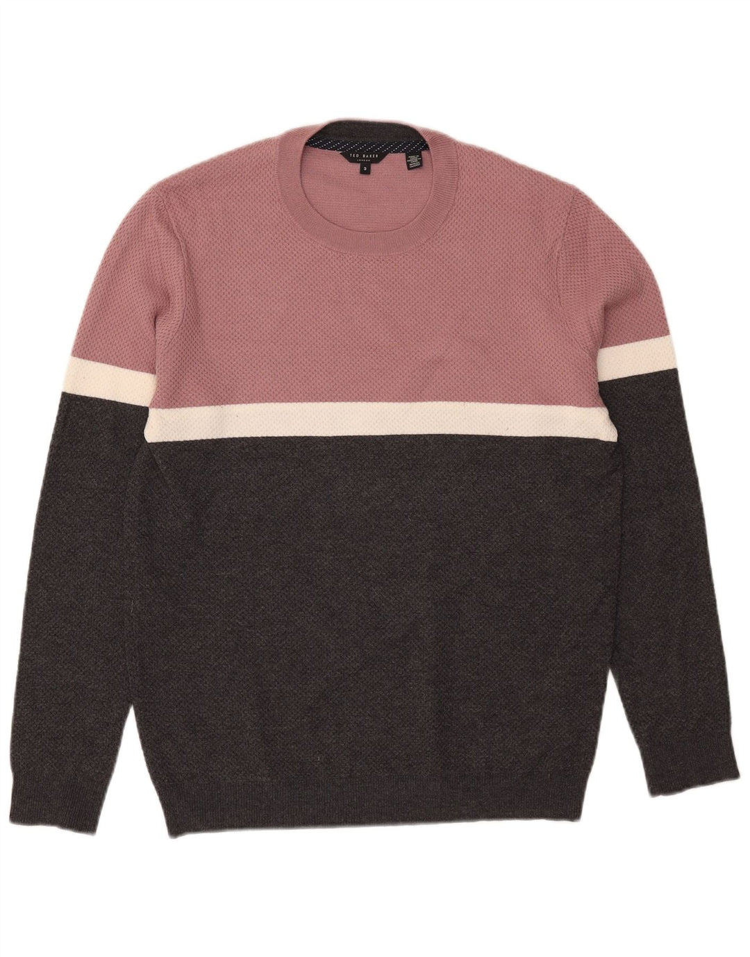 Męski sweter Ted Baker z okrągłym dekoltem, rozmiar 3, średni czarny, blok kolorów
