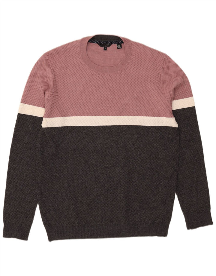 Męski sweter Ted Baker z okrągłym dekoltem, rozmiar 3, średni czarny, blok kolorów