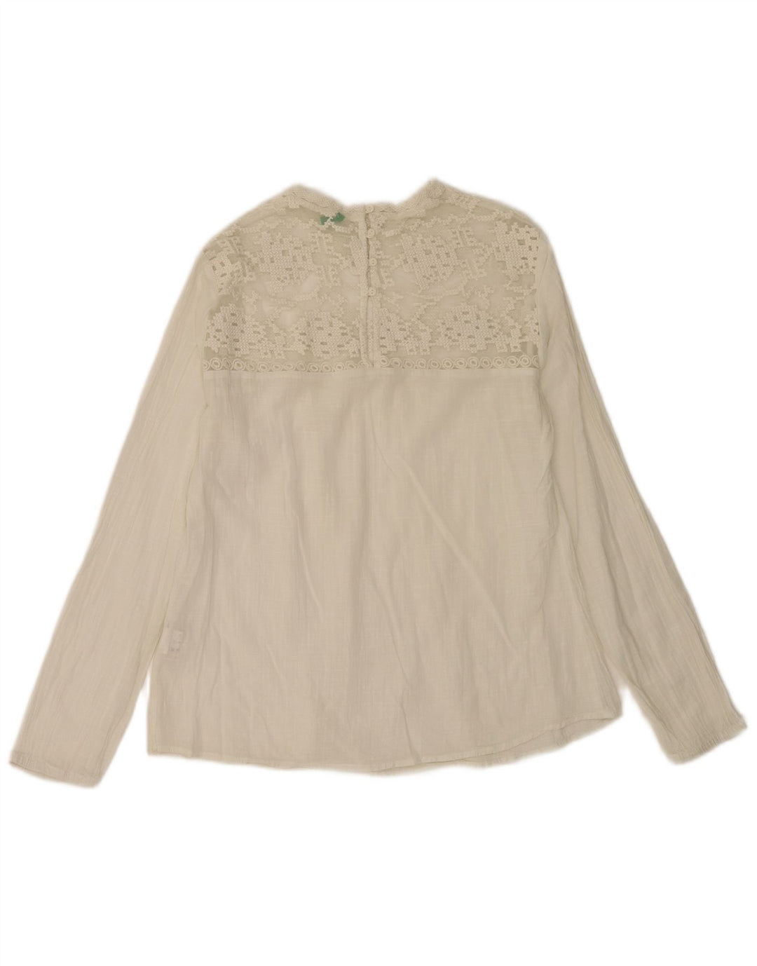 Damska bluzka oversize z długim rękawem Benetton Top UK 10 Small White Cotton