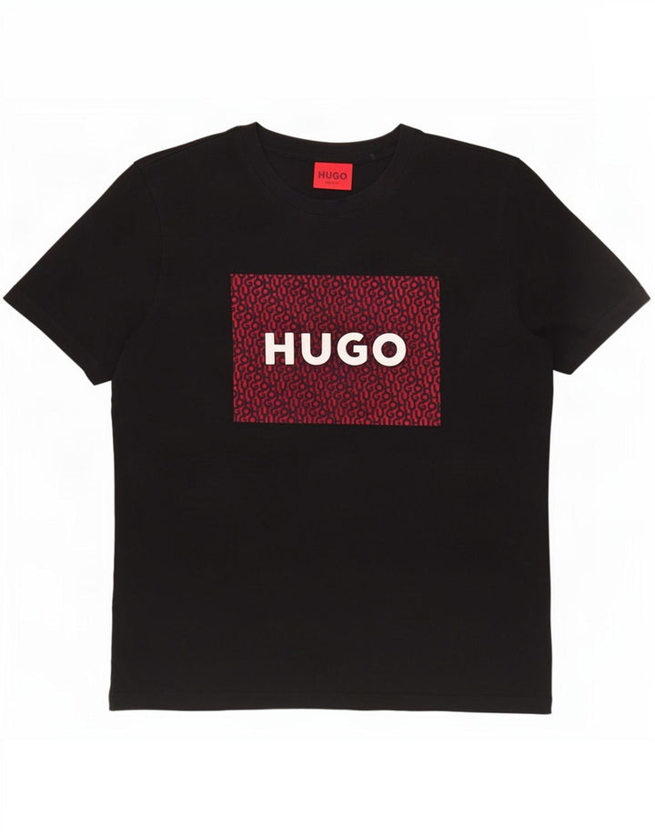 Męska koszulka z grafiką Hugo Boss, średnia czarna